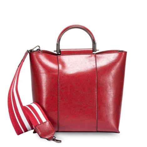 Eldora Genuine Cow Leather Shoulder Bag Red 77258