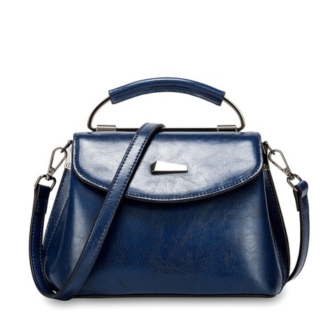Eldora Genuine Cow Leather Shoulder Bag Blue 77259