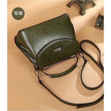 Eldora Genuine Cow Leather Shoulder Bag Green 77259