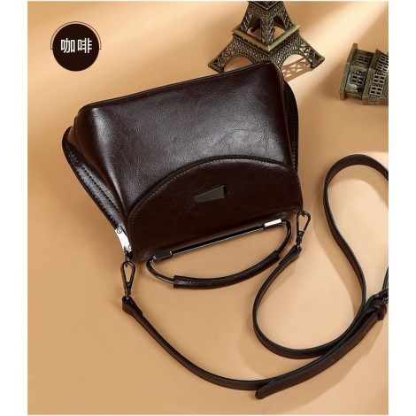 Eldora Genuine Cow Leather Shoulder Bag Black 77259