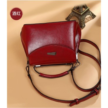 Eldora Genuine Cow Leather Shoulder Bag Red 77259