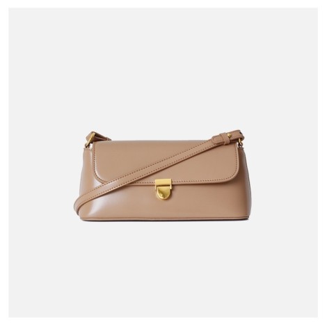 Eldora Genuine Leather Shoulder Bag Apricot 77260