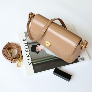 Eldora Genuine Leather Shoulder Bag Apricot 77260