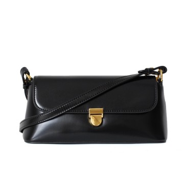 Eldora Genuine Leather Shoulder Bag Black 77260