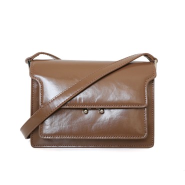 Eldora Genuine Leather Shoulder Bag Brown 77261