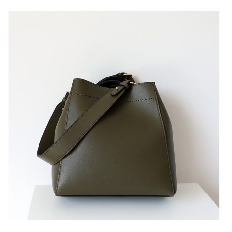 Eldora Genuine Leather Shoulder Bag Dark Green 77263