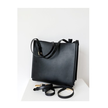 Eldora Genuine Leather Shoulder Bag Black 77266