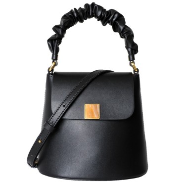Eldora Genuine Leather Shoulder Bag Black 77272