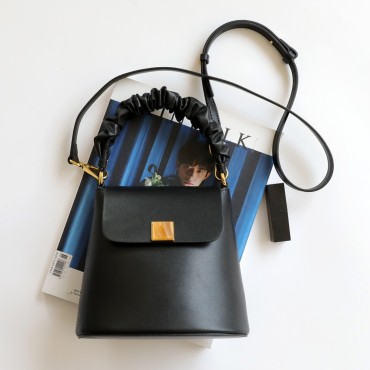 Eldora Genuine Leather Shoulder Bag Black 77272