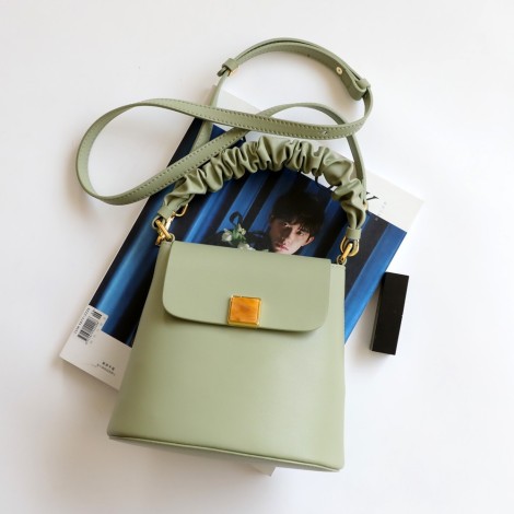 Eldora Genuine Leather Shoulder Bag Green 77272