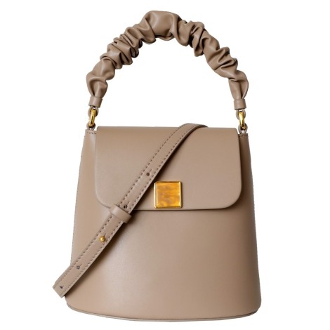 Eldora Genuine Leather Shoulder Bag Apricot 77272