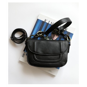 Eldora Genuine Leather Shoulder Bag Black 77277