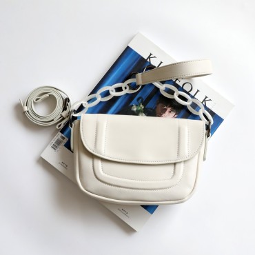 Eldora Genuine Leather Shoulder Bag White 77277