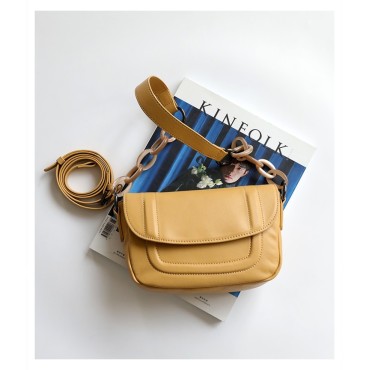 Eldora Genuine Leather Shoulder Bag Yellow 77277