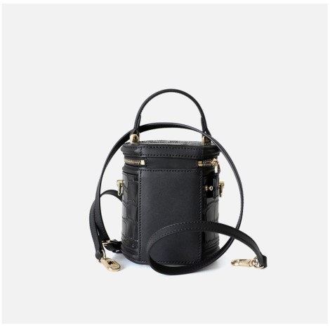 Eldora Genuine Leather Shoulder Bag Black 77278