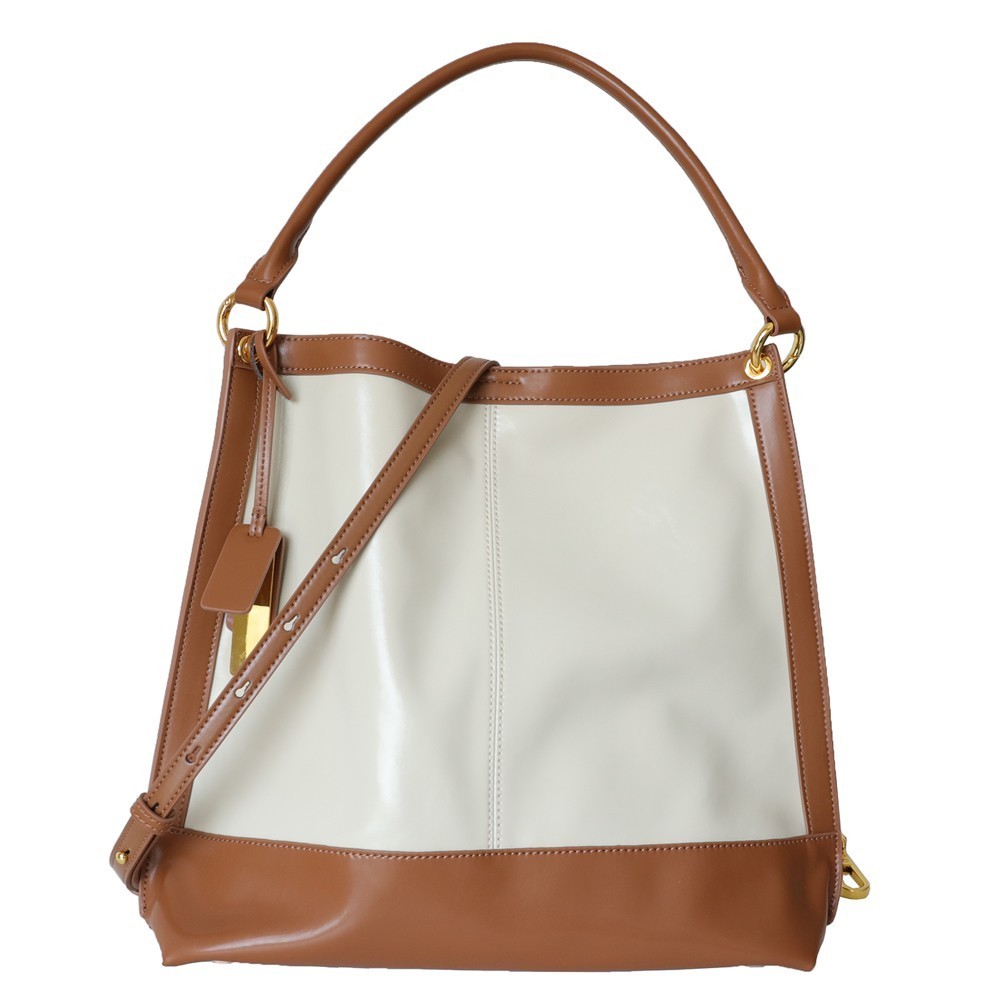 Eldora Genuine Leather Top handle bag White Brown 77280