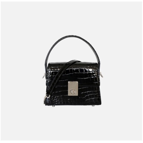 Eldora Genuine Leather Shoulder Bag Black 77278