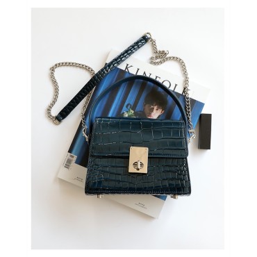 Eldora Genuine Leather Shoulder Bag Blue 77282