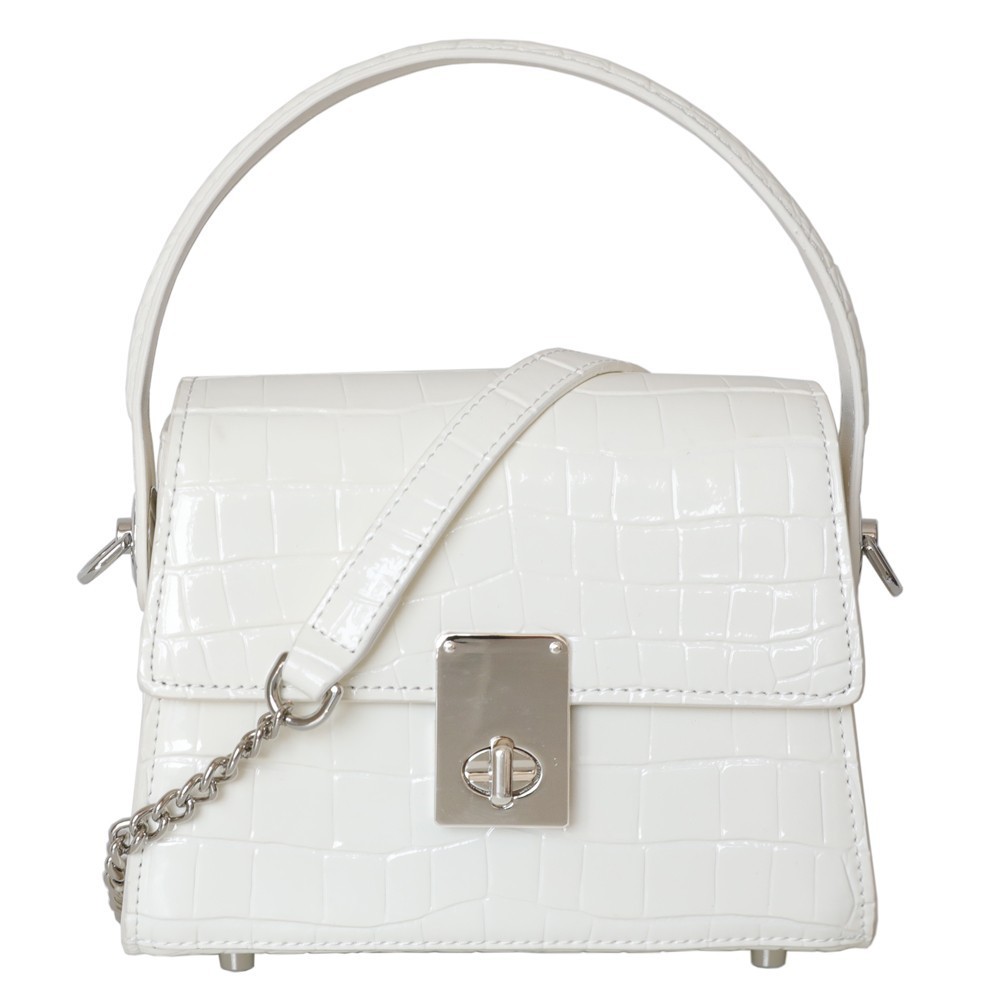 Eldora Genuine Leather Shoulder Bag White 77282