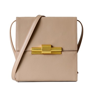 Eldora Genuine Leather Shoulder Bag Apricot 77285