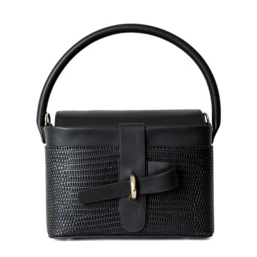 Eldora Genuine Leather Shoulder Bag Black 77286