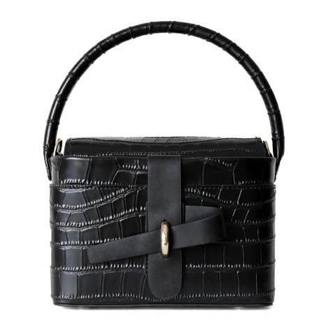 Eldora Genuine Leather Shoulder Bag Black 77286