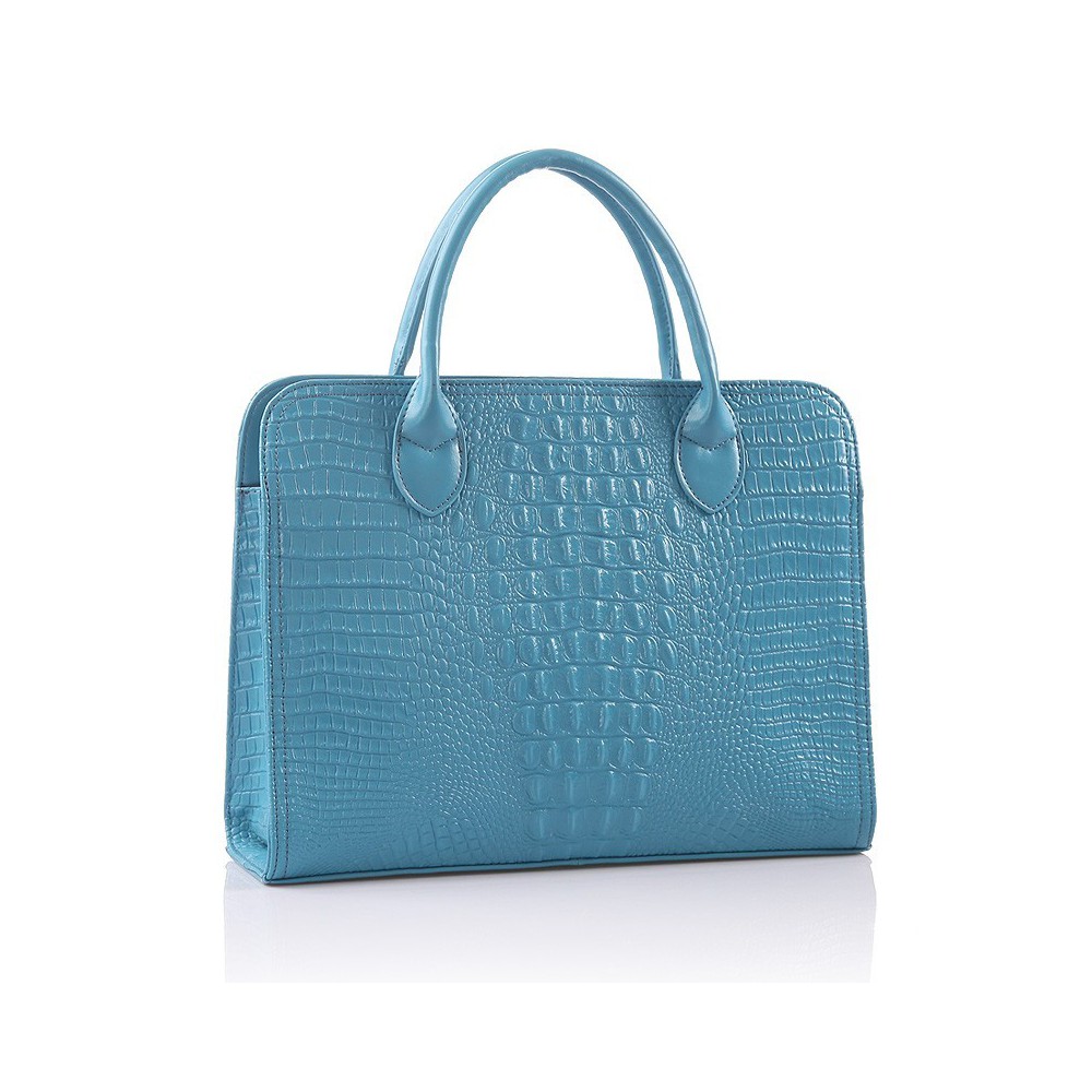 Cora Genuine Leather Tote Bag Blue 75120