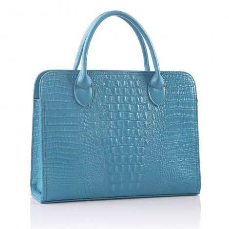 Cora Genuine Leather Tote Bag Blue 75120