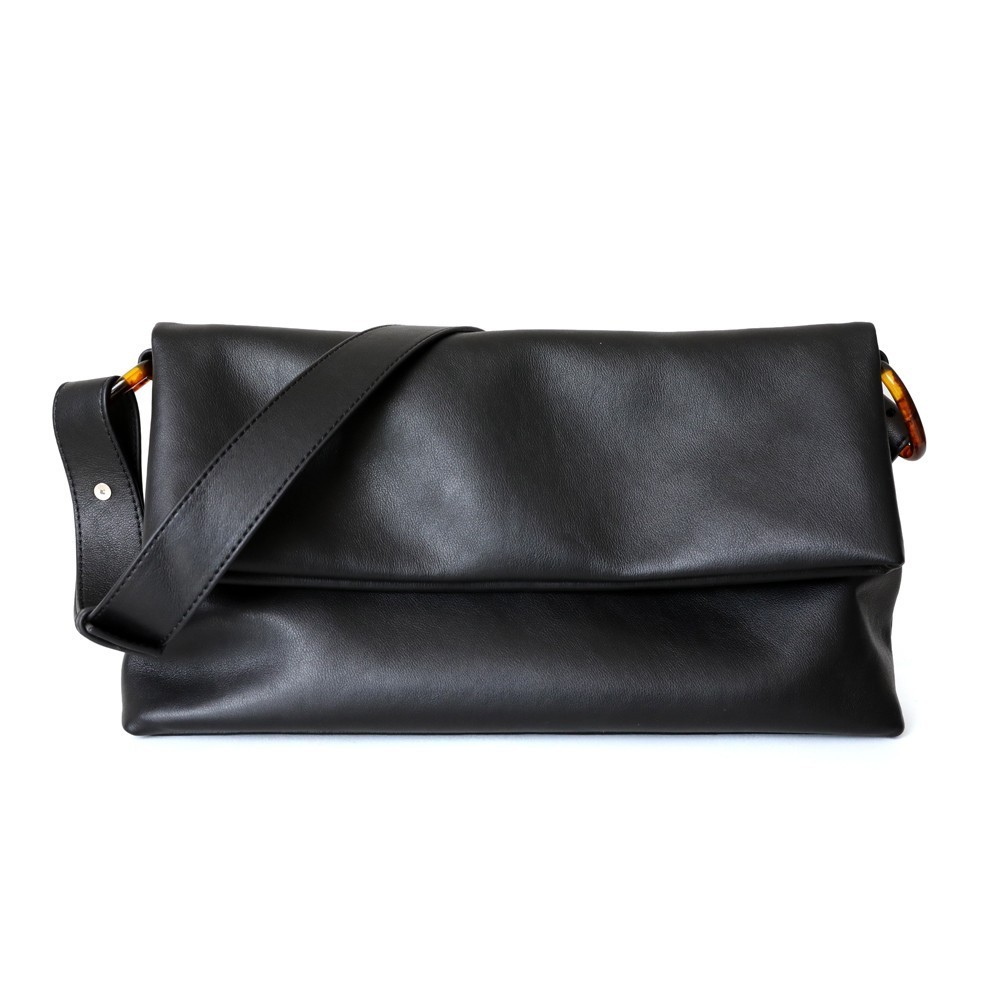 Eldora Genuine Leather Shoulder Bag Black 77290