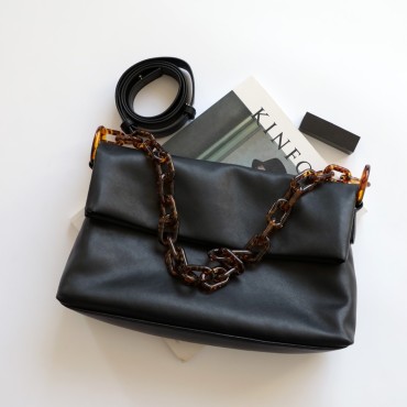 Eldora Genuine Leather Shoulder Bag Black 77290