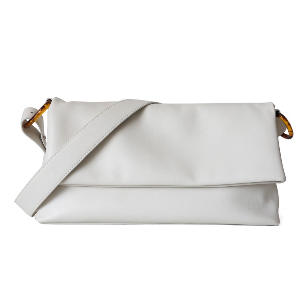 Eldora Genuine Leather Shoulder Bag White 77290