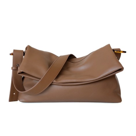 Eldora Genuine Leather Shoulder Bag Brown 77290