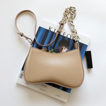 Eldora Genuine Leather Shoulder Bag Apricot 77291