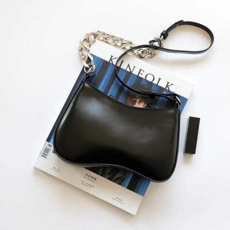 Eldora Genuine Leather Shoulder Bag Black 77291