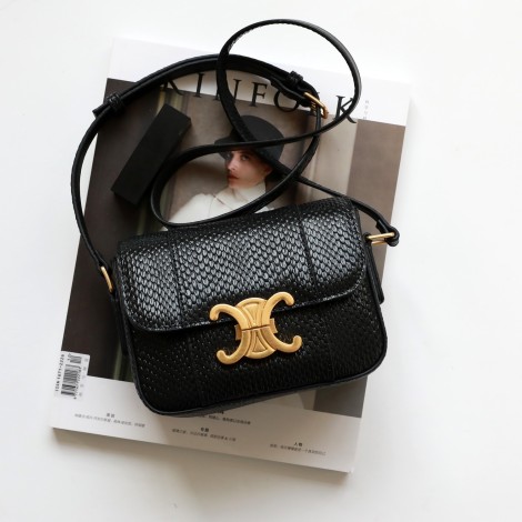 Eldora Genuine Leather Shoulder Bag Black 77282