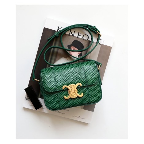Eldora Genuine Leather Shoulder Bag Green 77282