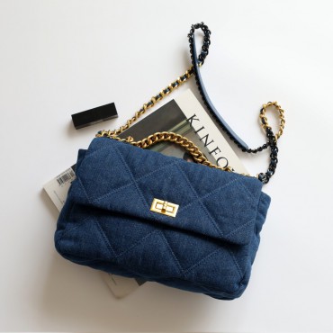 Eldora Genuine Leather Shoulder Bag Blue 77295
