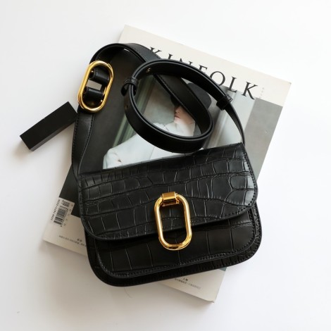 Eldora Genuine Leather Shoulder Bag Black 77299