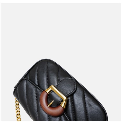 Eldora Genuine Leather Shoulder Bag Black 77231