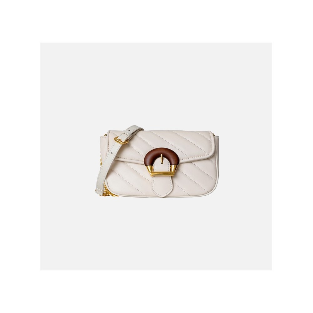 Eldora Genuine Leather Shoulder Bag White 77231