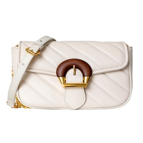 Eldora Genuine Leather Shoulder Bag White 77231