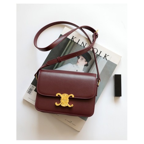 Eldora Genuine Leather Shoulder Bag Dark Red 77302