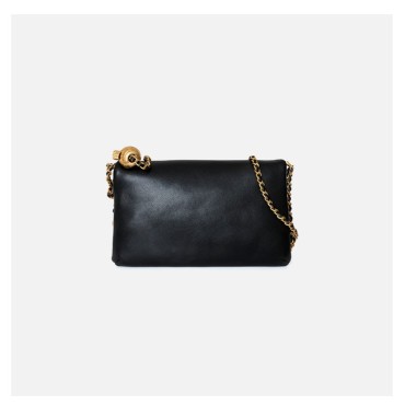Eldora Genuine Leather Shoulder Bag Black 77303