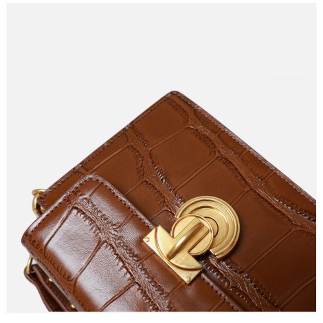 Eldora Genuine Leather Shoulder Bag Brown 77304