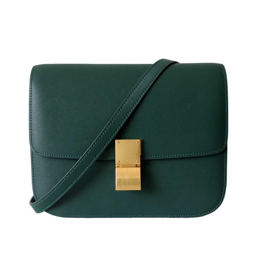Eldora Genuine Leather Shoulder Bag Dark Green 77306