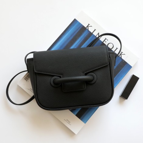 Eldora Genuine Leather Shoulder Bag Black 77310