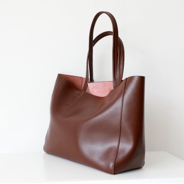 Eldora Genuine Leather Tote Bag Dark Red 77312