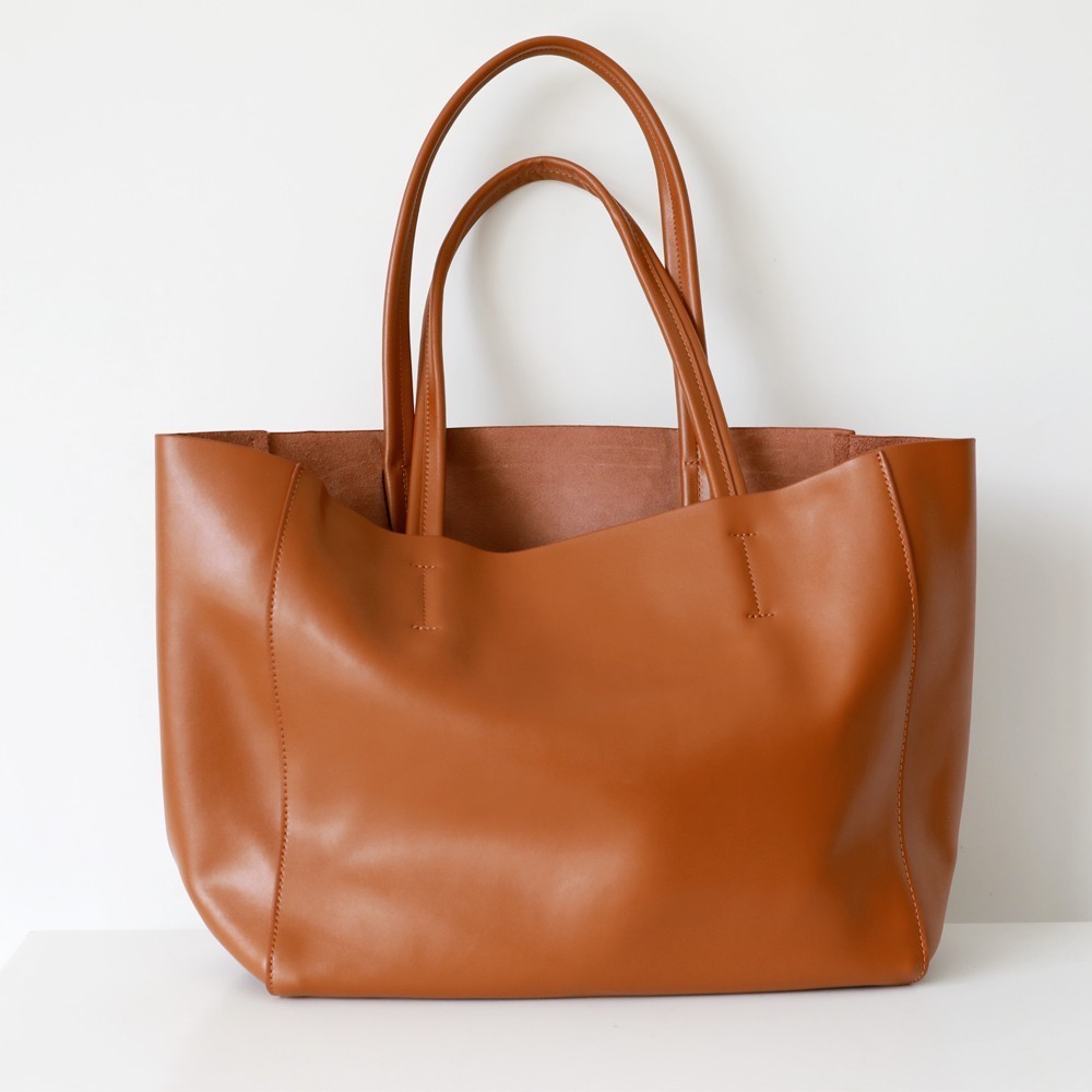 Eldora Genuine Leather Tote Bag Brown 77312