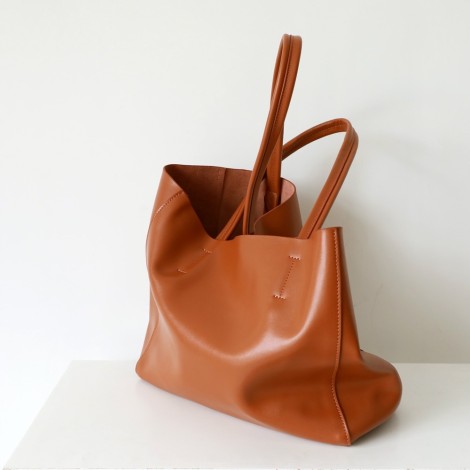 Eldora Genuine Leather Tote Bag Brown 77312