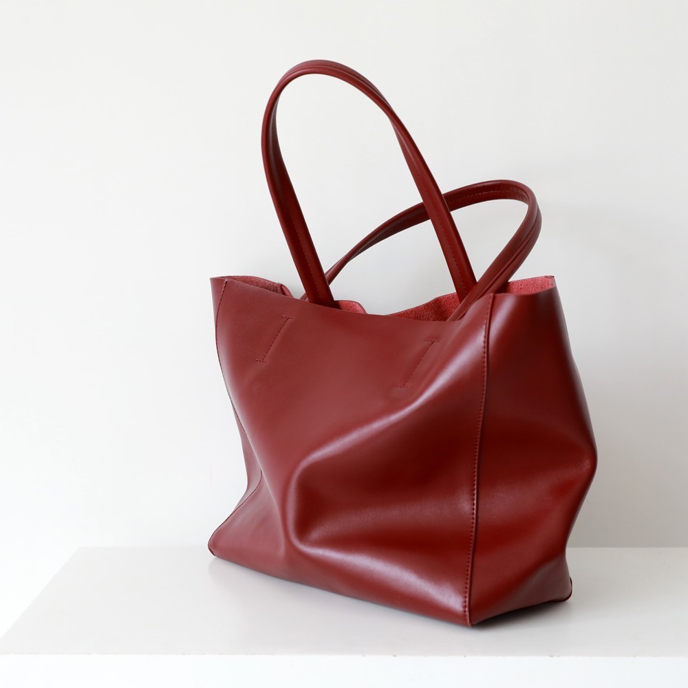 Eldora Genuine Leather Tote Bag Red 77312